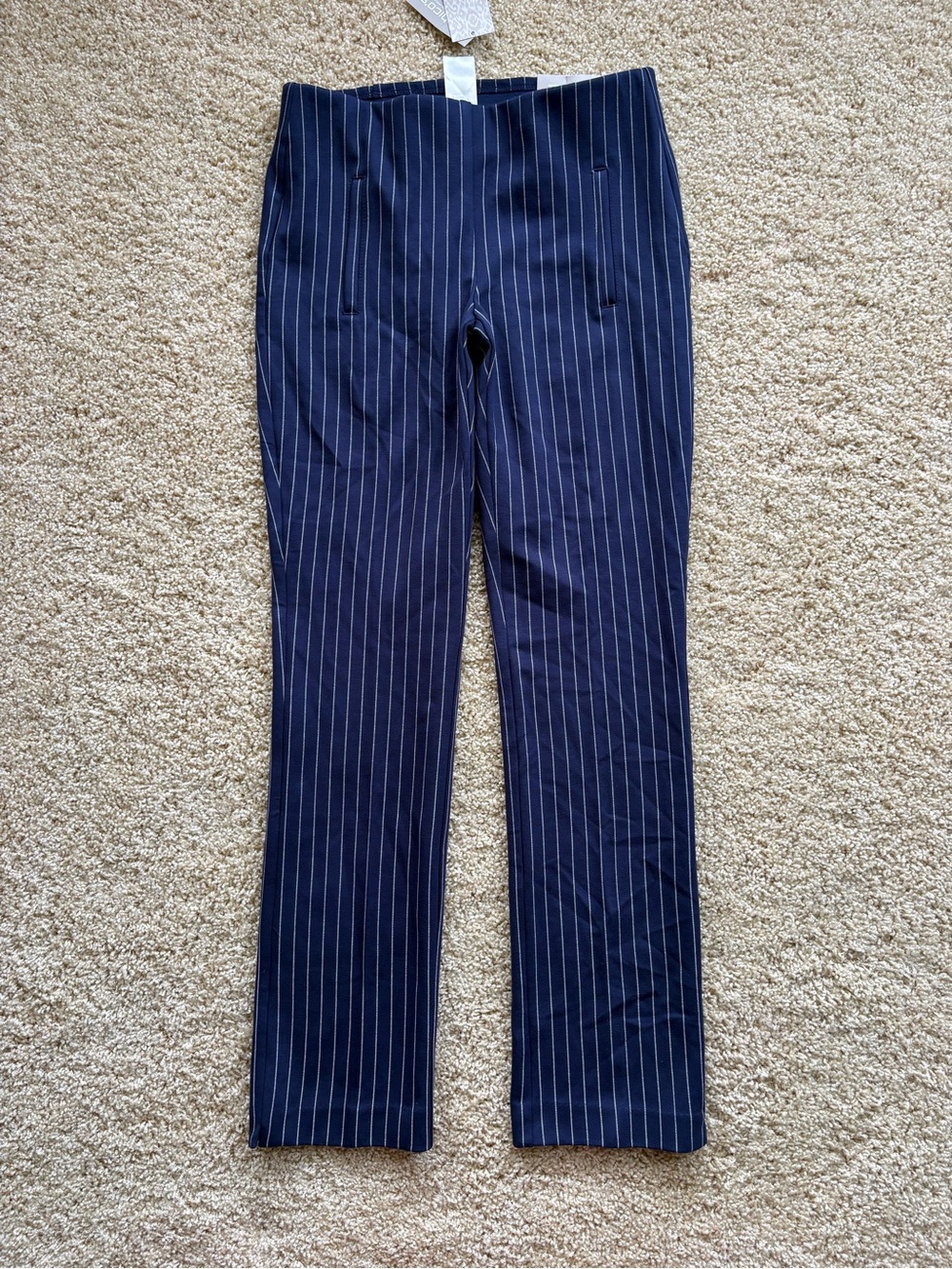 Chico's So Slimming Juliet Straight Leg‎ Pinstripe Pants Navy Size 00R / US 2